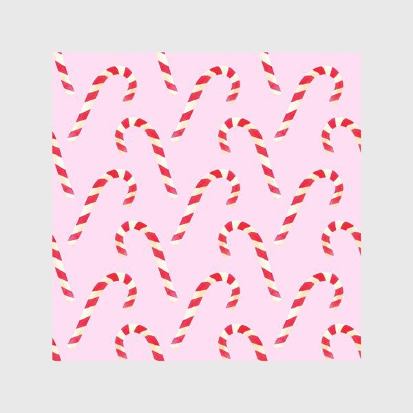 Скатерть «новогодний узор из конфет леденцов кенди кейн на розовом фоне»