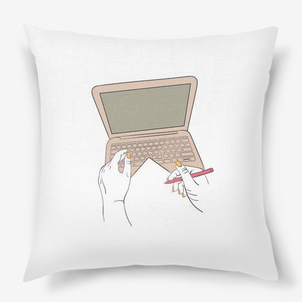 Подушка «Ноутбук и женские руки»