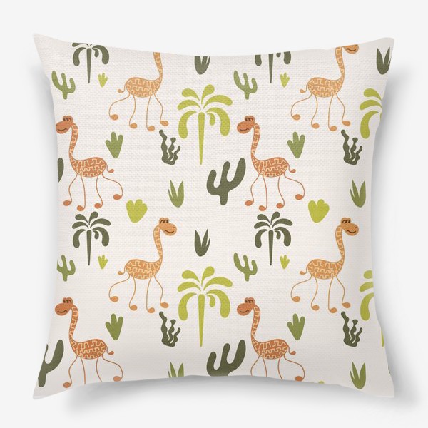 Подушка «Жирафы, пальмы, кактусы»