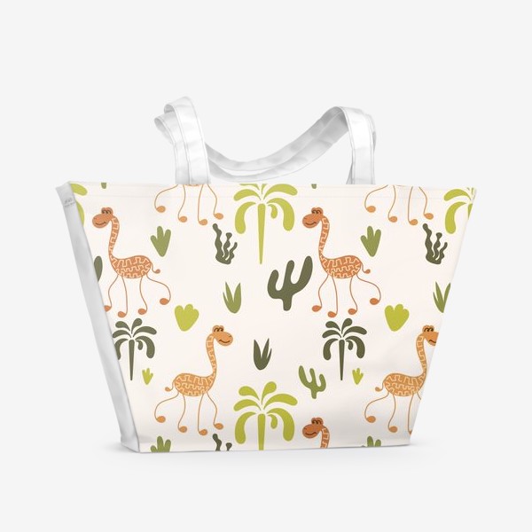 Пляжная сумка &laquo;Жирафы, пальмы, кактусы&raquo;