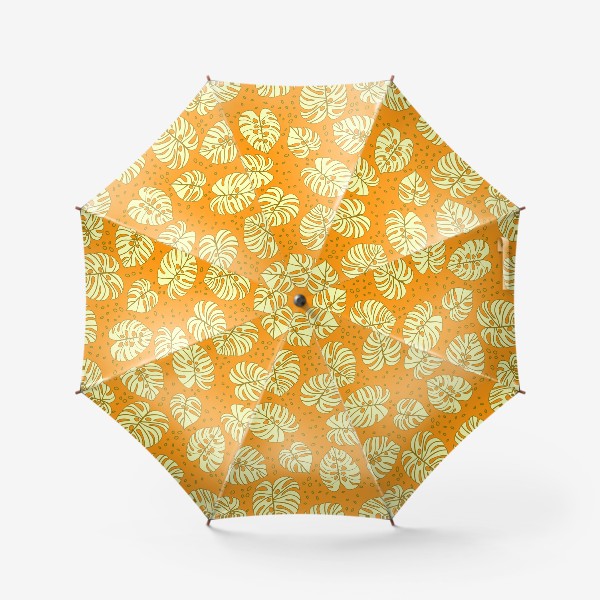 Зонт &laquo;Листья монстеры. Тропический абстрактный узор в желто-хаки-оранжевых тонах, бесшовный паттерн&raquo;