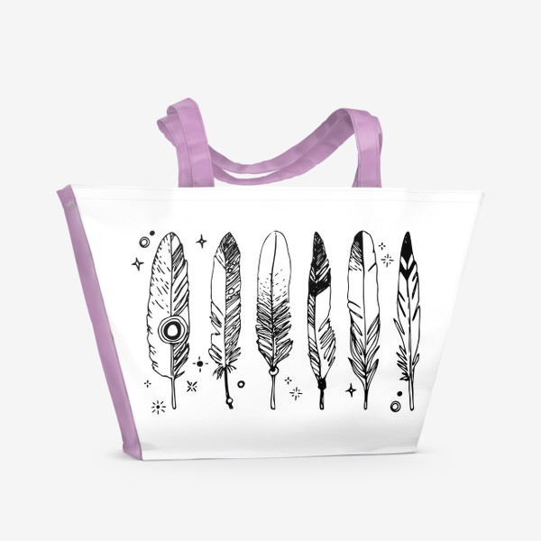 Пляжная сумка «Набор черно-белых перьев»
