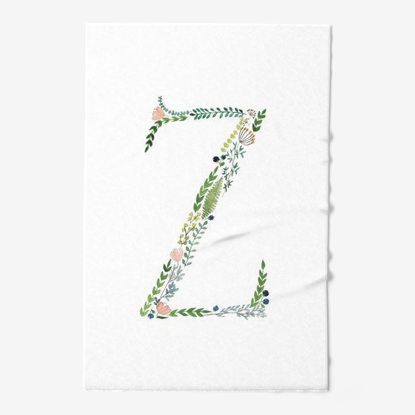 Полотенце «Буква Z из веточек, листиков, ягод и цветов.»