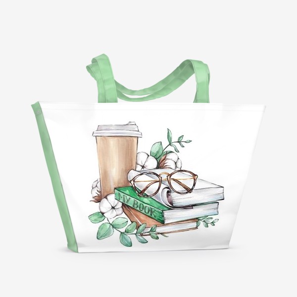 Пляжная сумка «Книги и кофе»