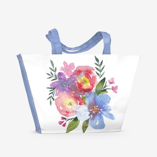 Пляжная сумка «Букет из акварельных цветов»