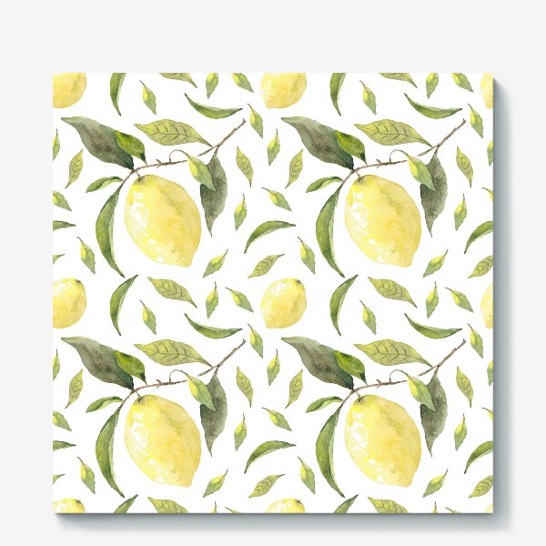 Холст «Паттерн из акварельных лимонов»