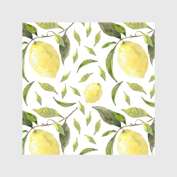 Шторы «Паттерн из акварельных лимонов»