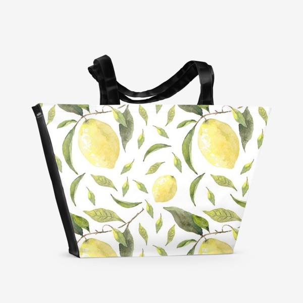 Пляжная сумка «Паттерн из акварельных лимонов»