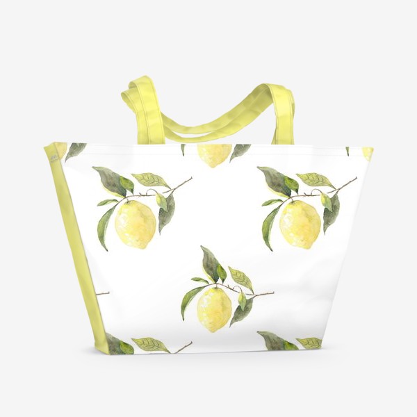 Пляжная сумка «Паттерн из акварельных лимонов»