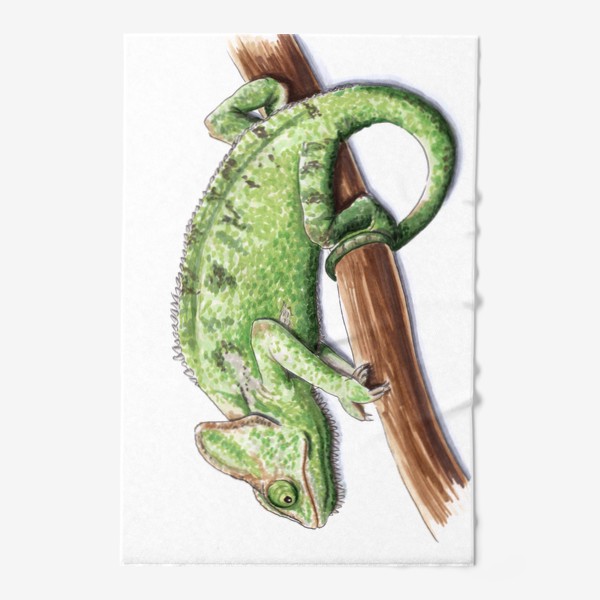 Полотенце «Зеленый хамелеон на ветке»