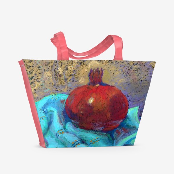 Пляжная сумка «Сочный гранат в живописной технике масляной пастели»