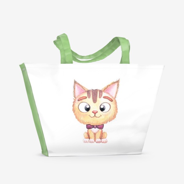 Пляжная сумка «Кот и бант»