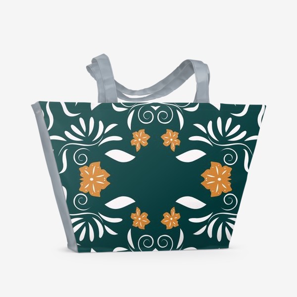 Пляжная сумка «pattern with flowers and leaves»