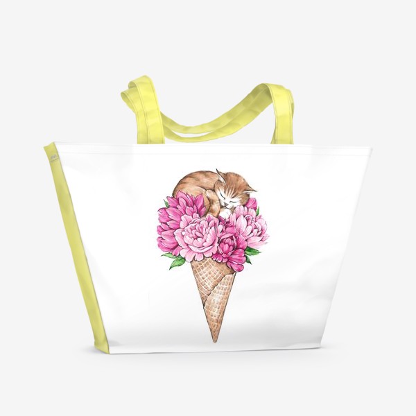 Пляжная сумка «Котик - мороженное»