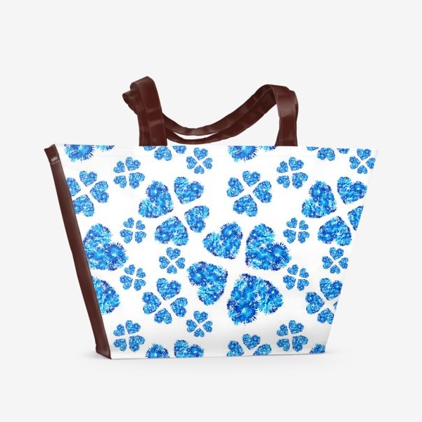 Пляжная сумка «Текстура цветущее голубое сердце»
