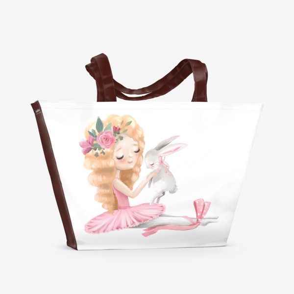 Пляжная сумка «Балерина с зайчиком»