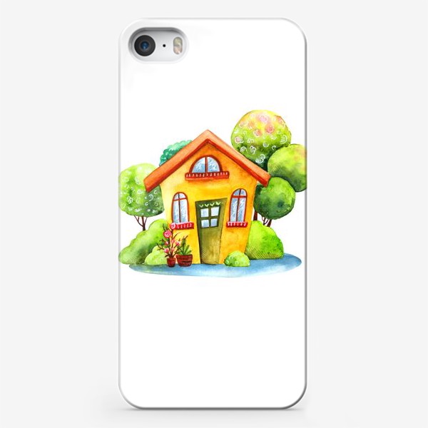 Чехол iPhone «Садовый акварельный домик»