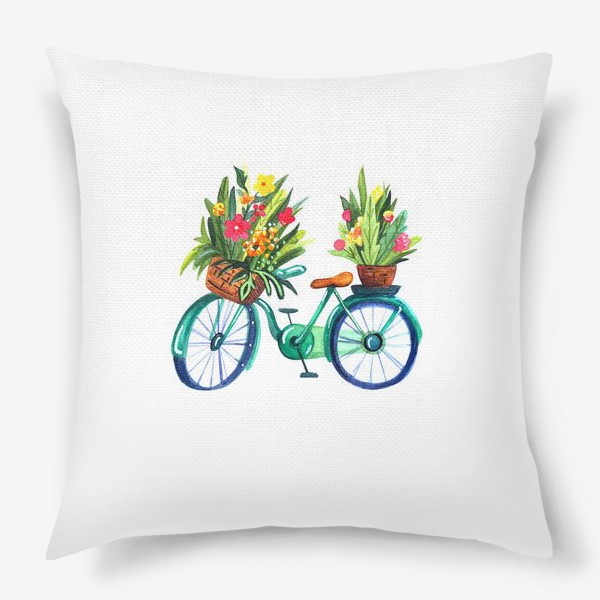 Подушка «Велосипед летний акварельный»