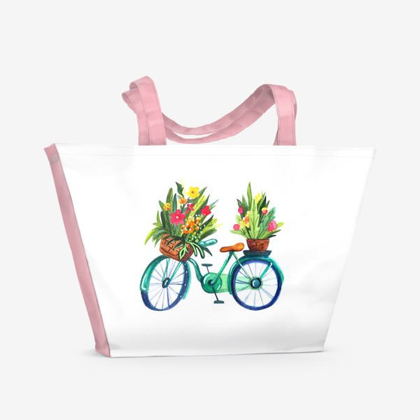 Пляжная сумка &laquo;Велосипед летний акварельный&raquo;