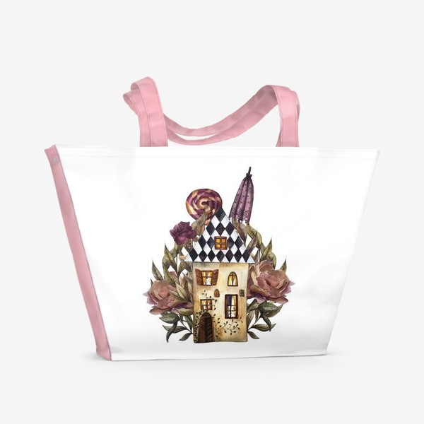 Пляжная сумка «Домик и цветы»