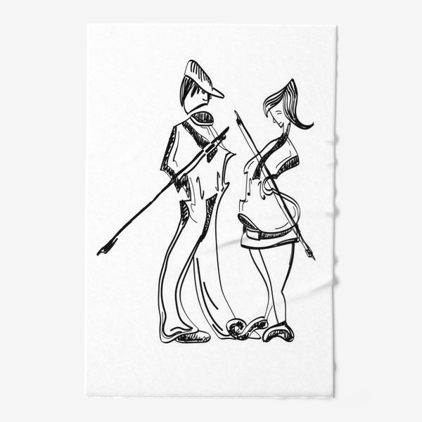 Полотенце «Скрипки: он и она, дуэт, влюбленные»