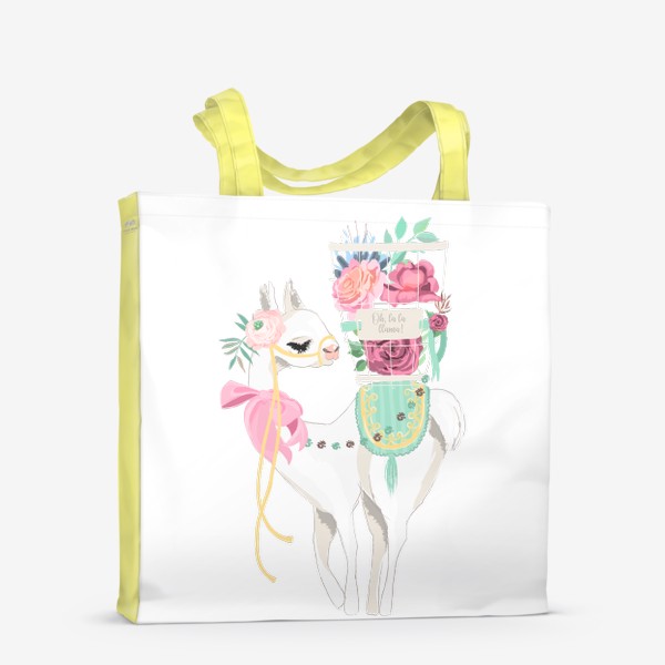 Сумка-шоппер «Лама с цветочной корзиной»