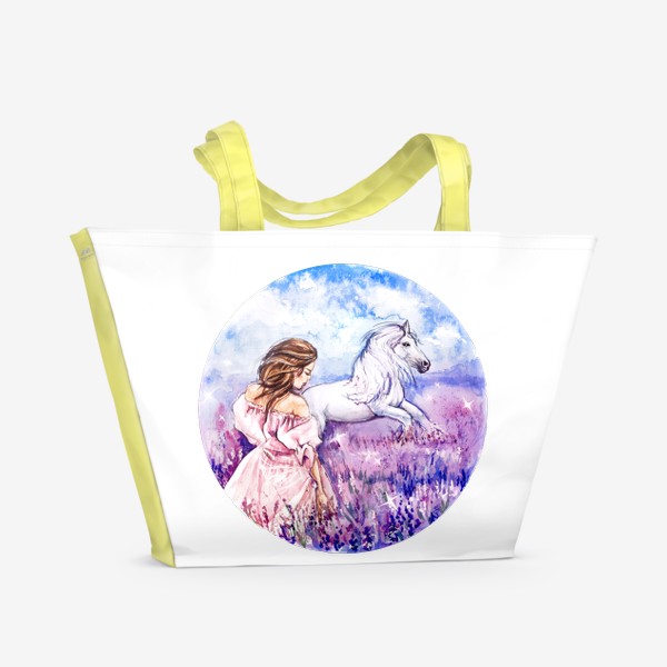 Пляжная сумка «девушка и лошадь»