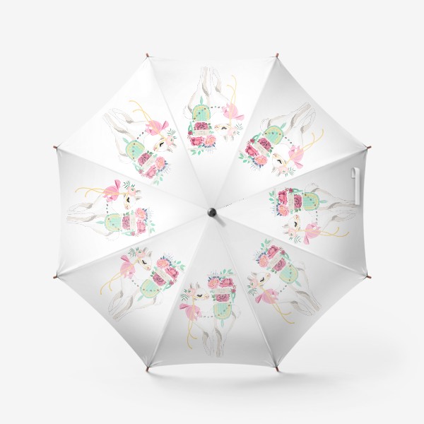 Зонт «Лама с цветочной корзиной»