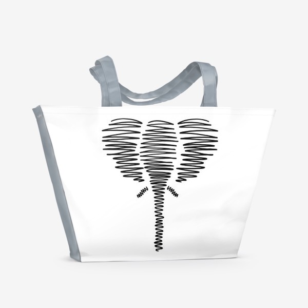 Пляжная сумка «Слон, чёрный слон, линии, минимализм, для парня, для мужа»