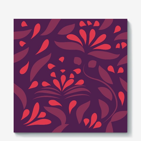 Холст «seamless pattern with flowers and leaves hohloma style »