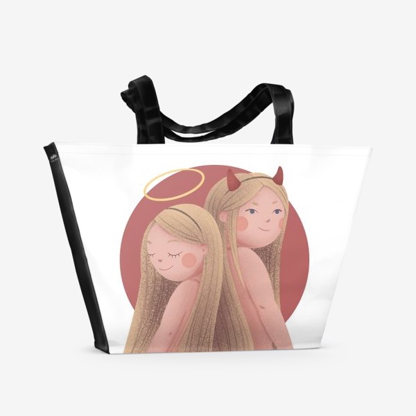 Пляжная сумка «Близнецы, ангел и демон»