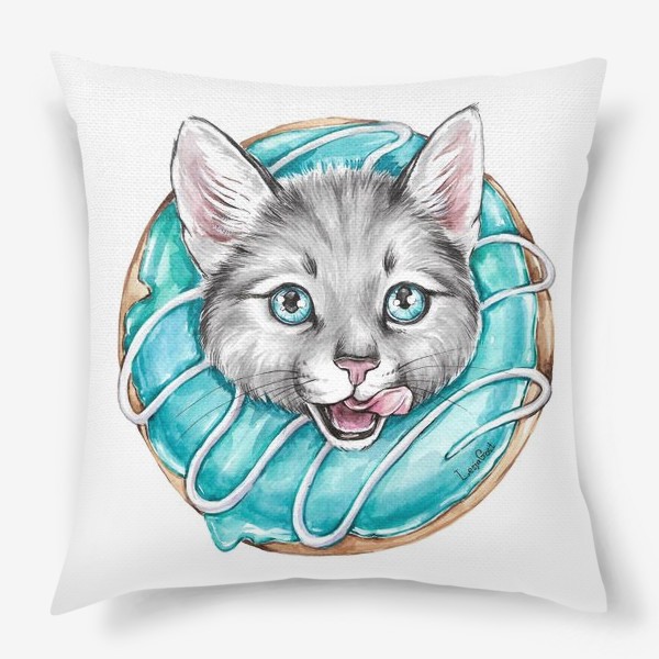 Подушка «Котик и пончик»