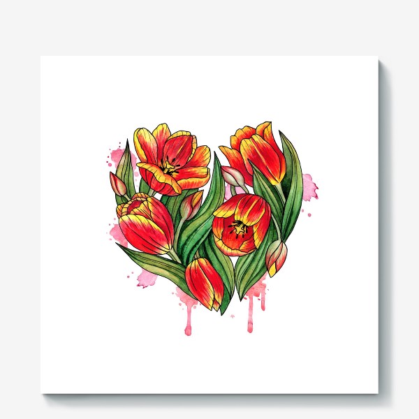 Холст «Сердце из тюльпанов»