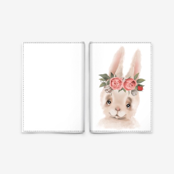 Обложка для паспорта «Зайка с венком из цветов»