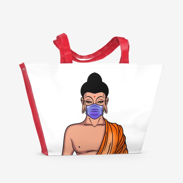 Пляжная сумка «Буддийский монах на самоизоляции»