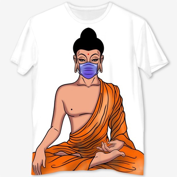 Футболка с полной запечаткой «Буддийский монах на самоизоляции»