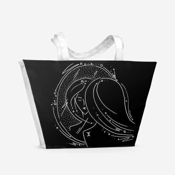 Пляжная сумка «Близнецы зодиак черный»