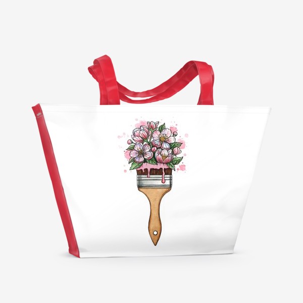 Пляжная сумка &laquo;Цветы кисточка художника&raquo;