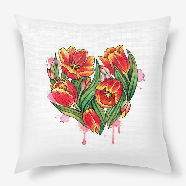 Подушка «Сердце из тюльпанов»