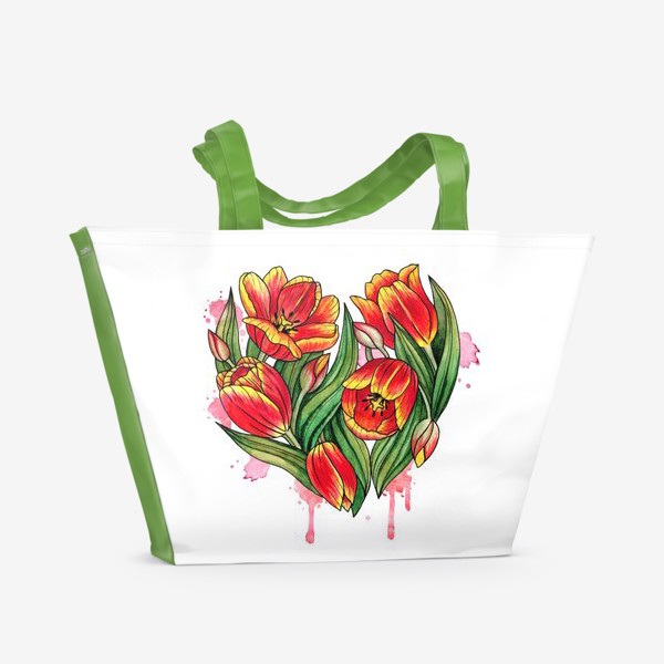 Пляжная сумка &laquo;Сердце из тюльпанов&raquo;