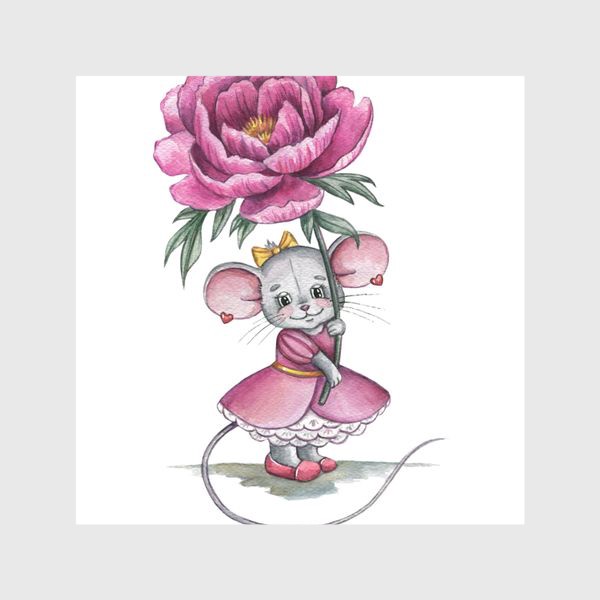 Шторы «Мишка с цветком»
