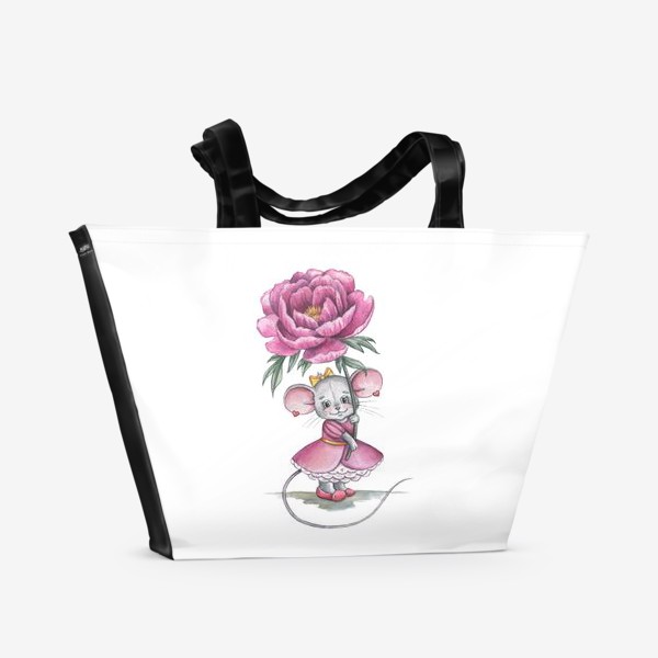 Пляжная сумка «Мишка с цветком»