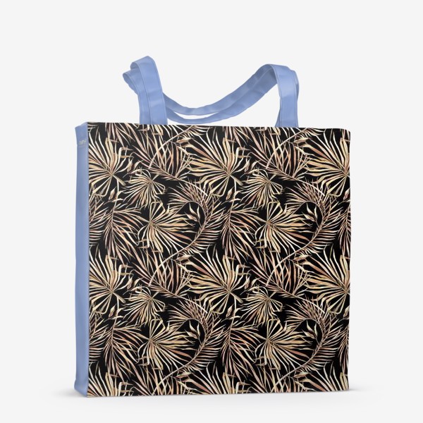 Сумка-шоппер «Паттерн из тропических листьев на черном фоне»