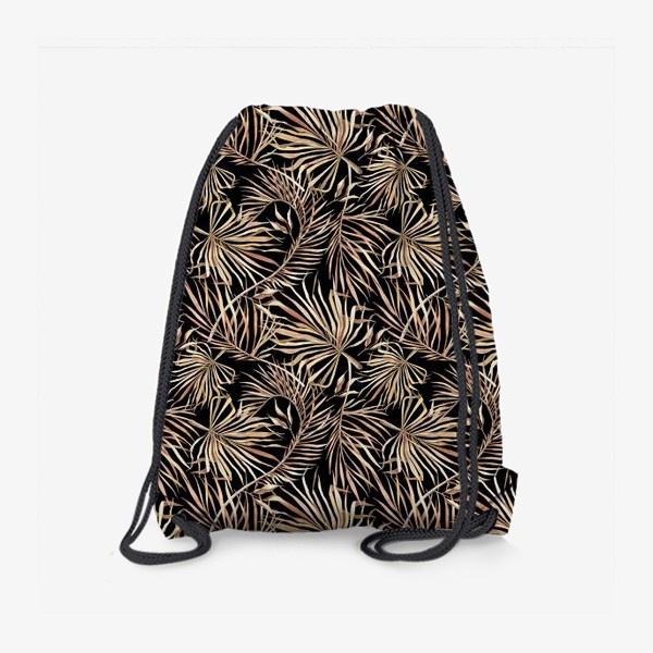 Рюкзак «Паттерн из тропических листьев на черном фоне»