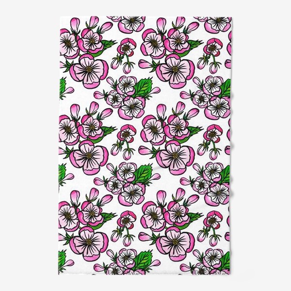 Полотенце «Паттерн розовые цветы яблони»