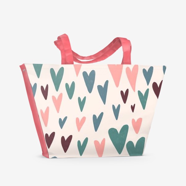 Пляжная сумка «Минимализм: разноцветные сердечки»