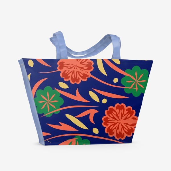 Пляжная сумка «seamless pattern with flowers and leaves hohloma style »