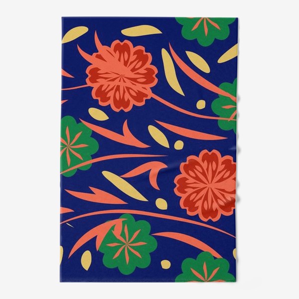 Полотенце «seamless pattern with flowers and leaves hohloma style »