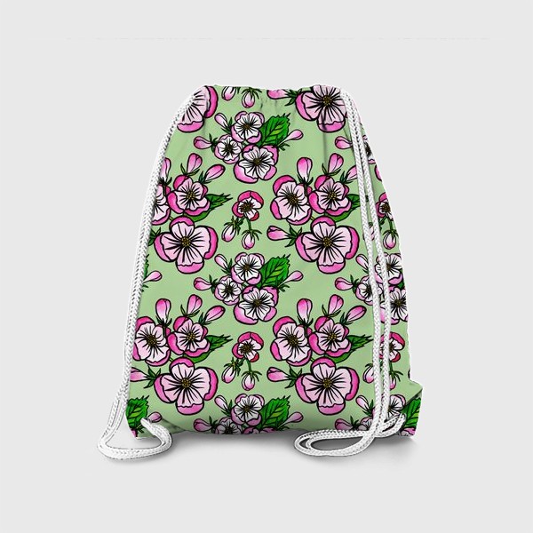 Рюкзак «Цветущие яблони на зелёном фоне»