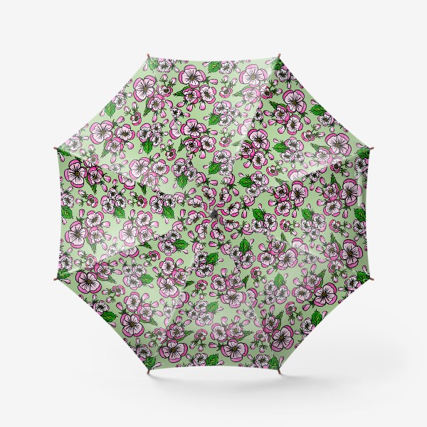 Зонт «Цветущие яблони на зелёном фоне»